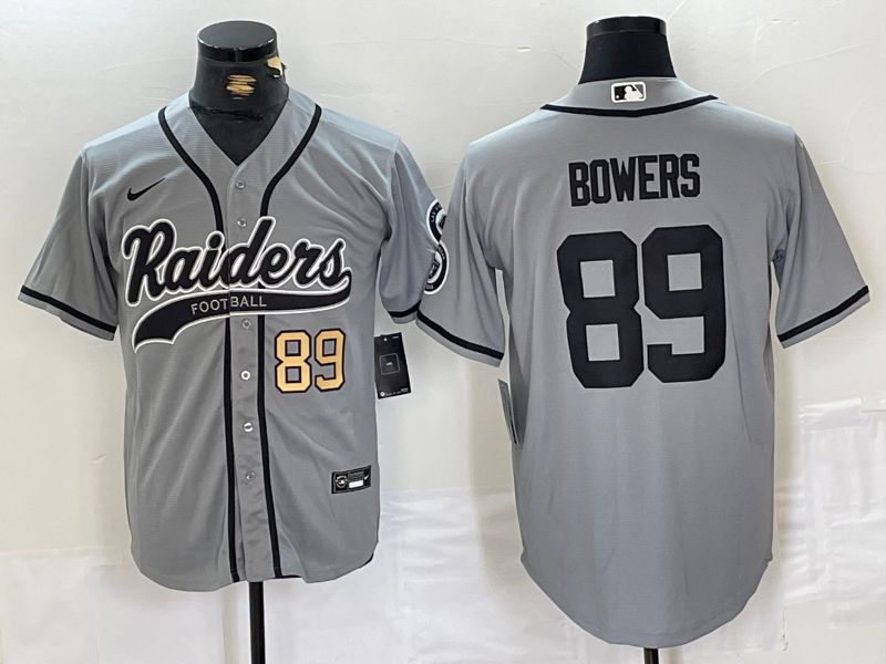 Men Oakland Raiders #89 Bowers Grey Joint Name 2024 Nike Limited NFL Jersey style 2->oakland raiders->NFL Jersey